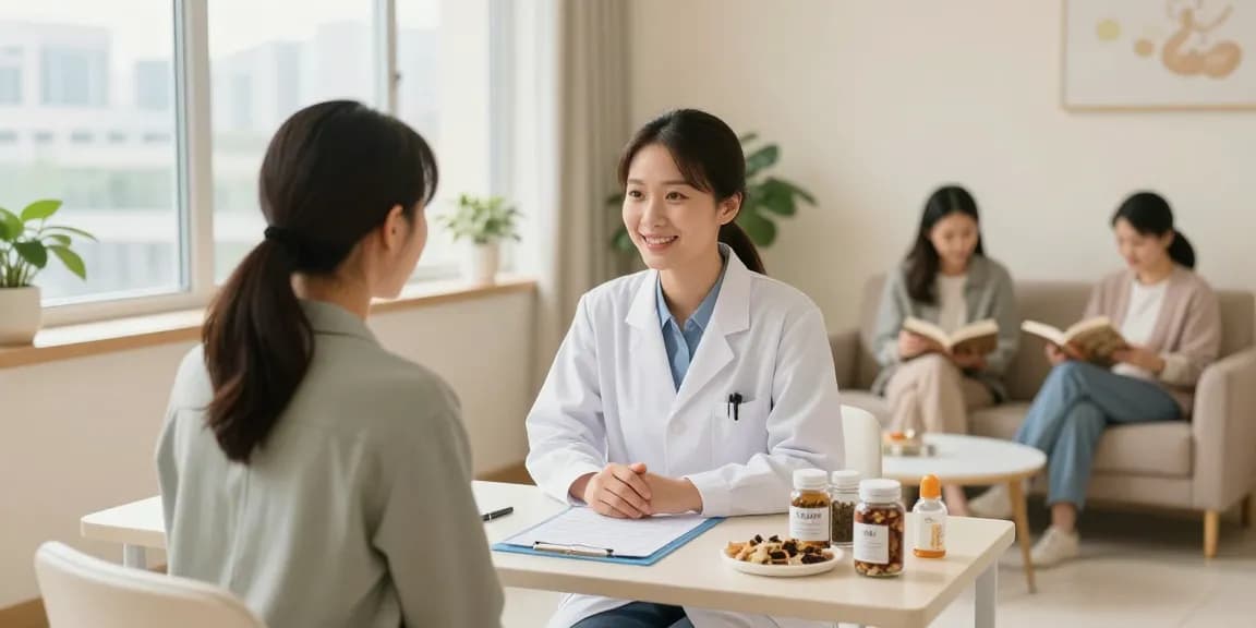 Consultation at 수원한의원 with friendly practitioner and patient in a healing environment