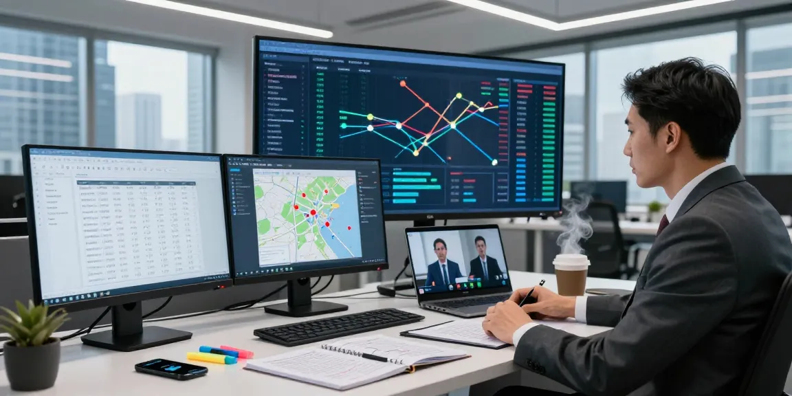Analyzing asset tracing data in a modern office, highlighting financial investigation.