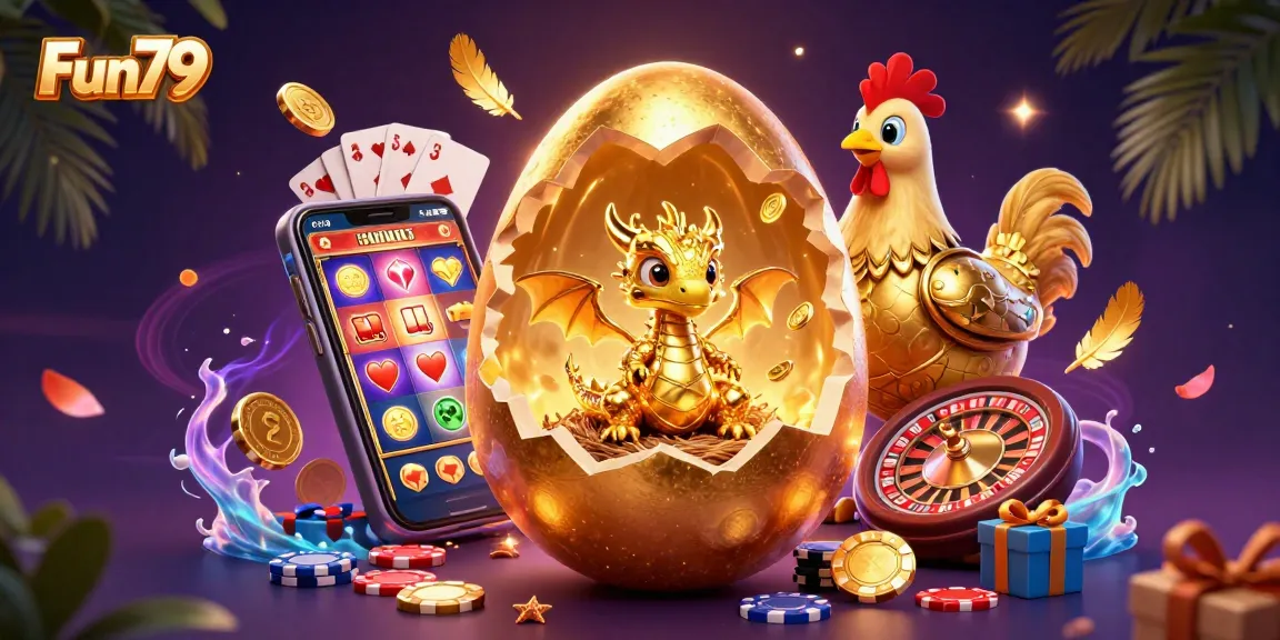 Catch golden rewards at Fun79 with this dynamic, colorful 3D casino scene.