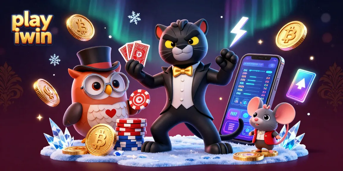 Play iwin with stylish casino characters and vibrant gaming elements in dynamic 3D illustration.