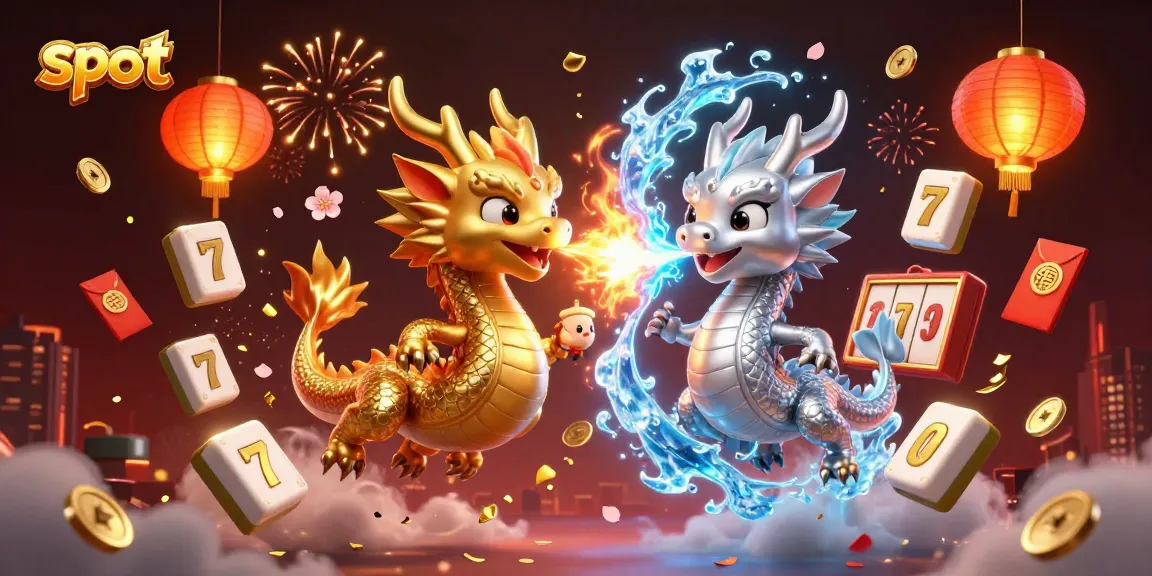 Spin the reels and win with a vibrant slot illustration featuring dynamic dragon elements.