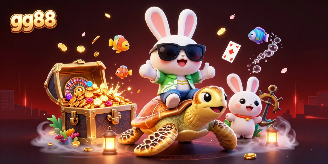 Experience thrilling casino excitement at gg88 with a lucky rabbit and golden turtle amid vibrant game elements