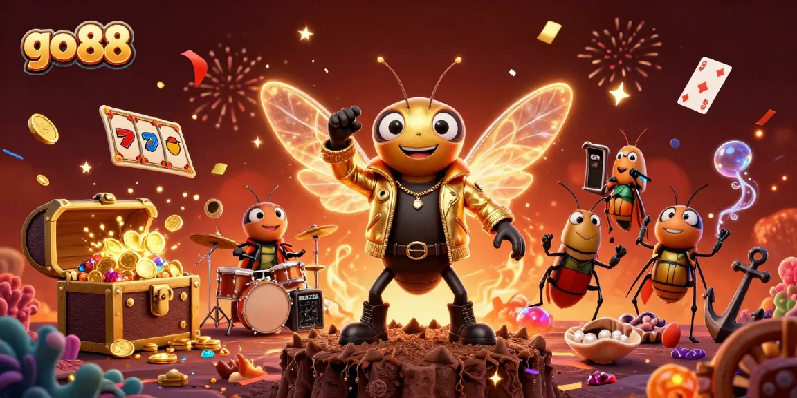Experience vibrant go 88 casino excitement with a 3D cartoon rock star and exciting game elements.