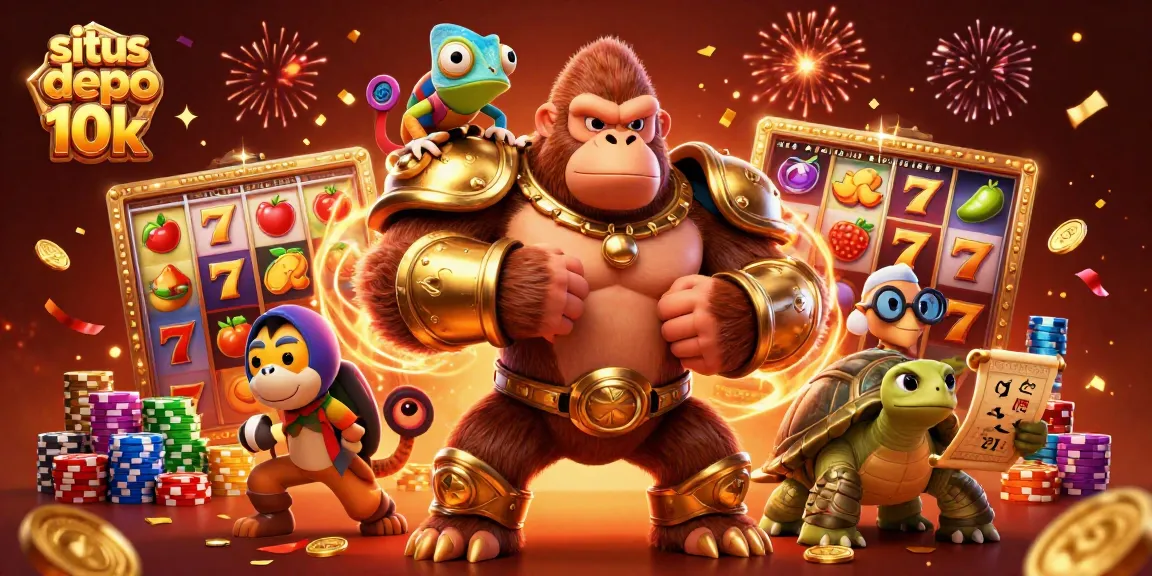 Experience the excitement at situs depo 10k with a gorilla king and vibrant slot elements.
