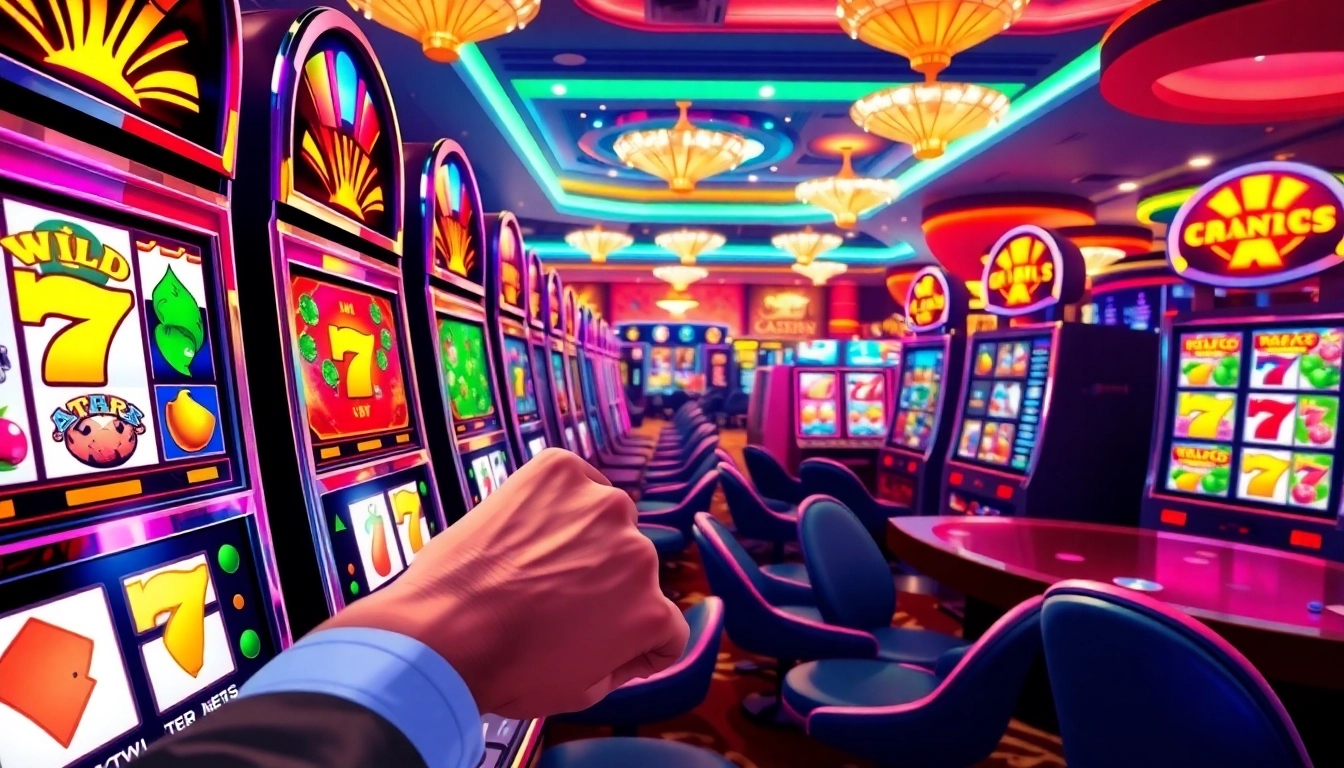 Experience the excitement of daftar game slot terbaru with vibrant slot machines and lively players.