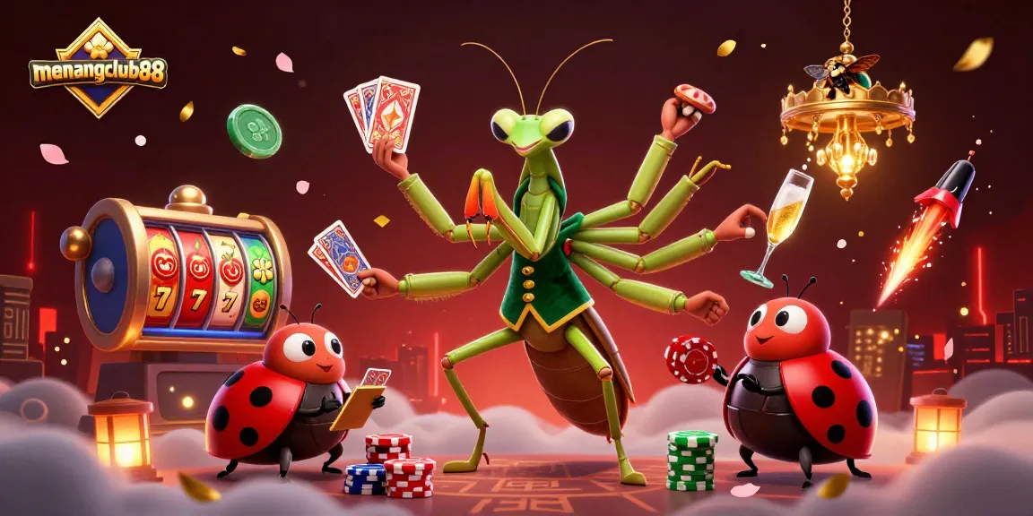 Experience menangclub88's excitement with a vibrant 3D illustration of a casino scene featuring unique characters.