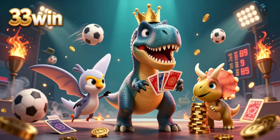 33win engages bettors with an exciting scene of fun characters and dynamic sports betting elements.
