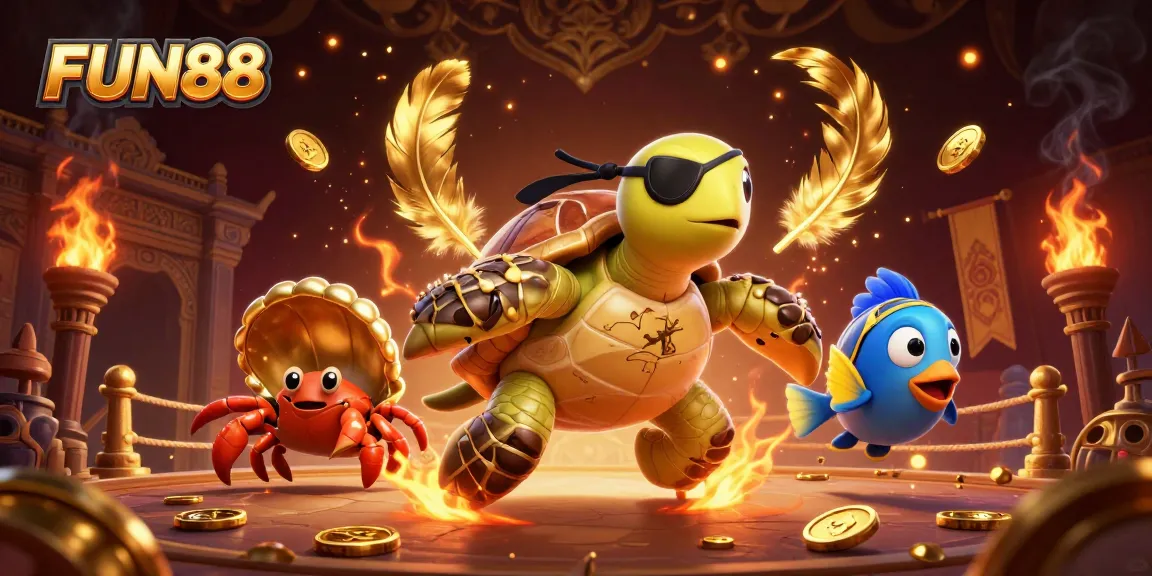 Experience exciting gaming action with FUN88 as a pirate turtle leads the way to treasures.