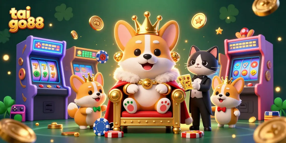 Engage at tai go88 with vibrant scene of animated royalty and colorful gambling elements.
