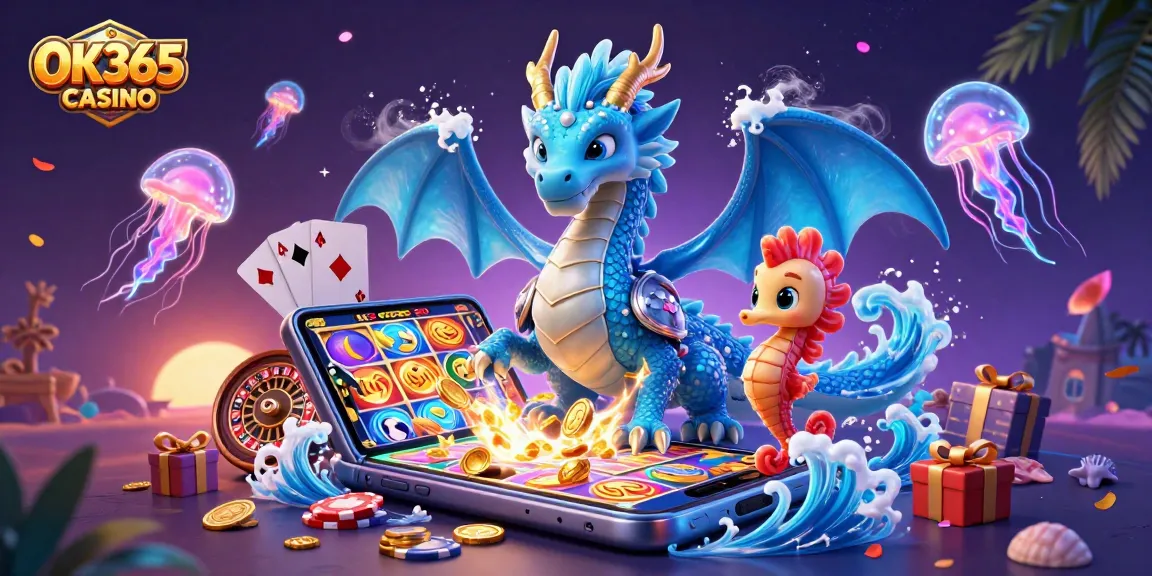 Experience thrilling gameplay at OK365 CASINO with vibrant slot games and enchanting sea creatures.