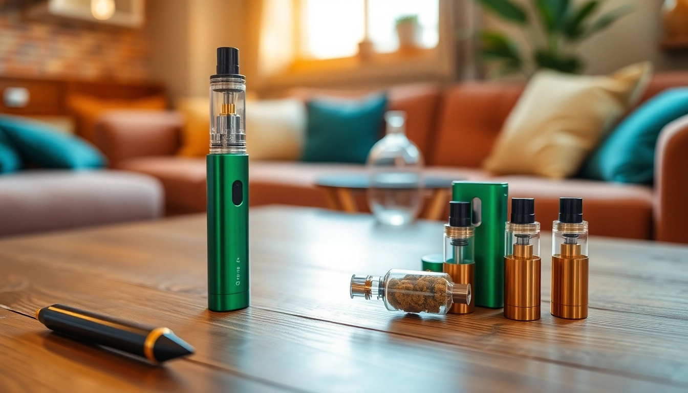 Cannabis Vape products on a stylish table, showcasing quality vaping experience.