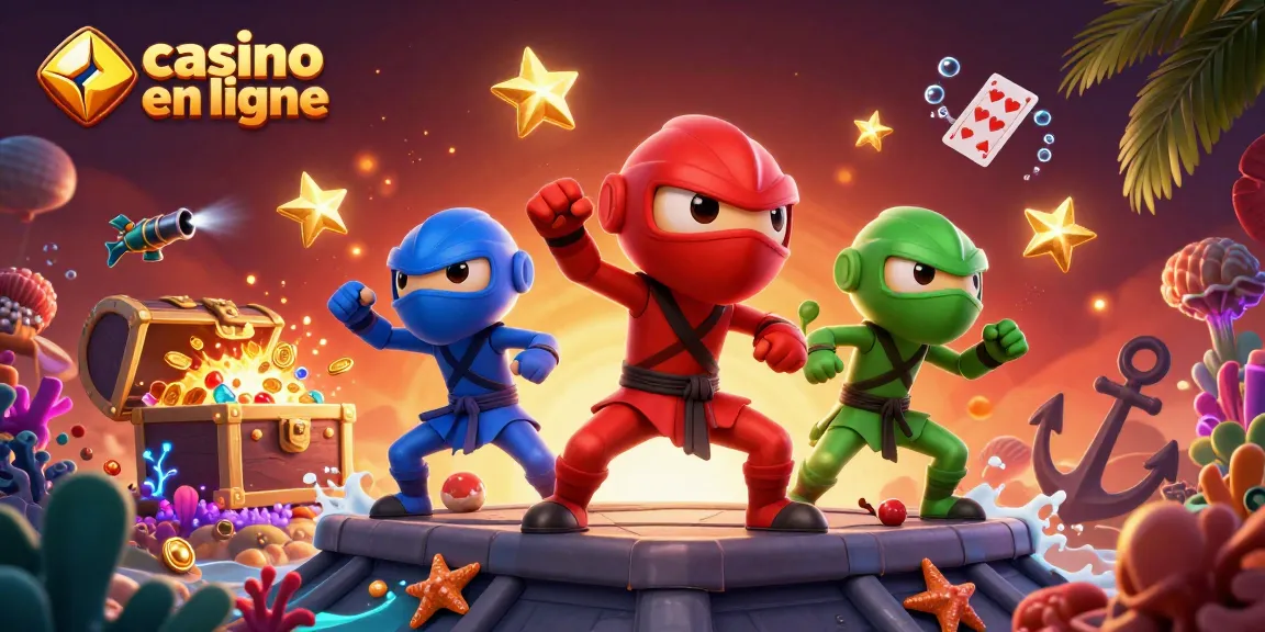 Jouer au casino en ligne : image captivante d'un chameleon ninja en défi avec des éléments de jeu.