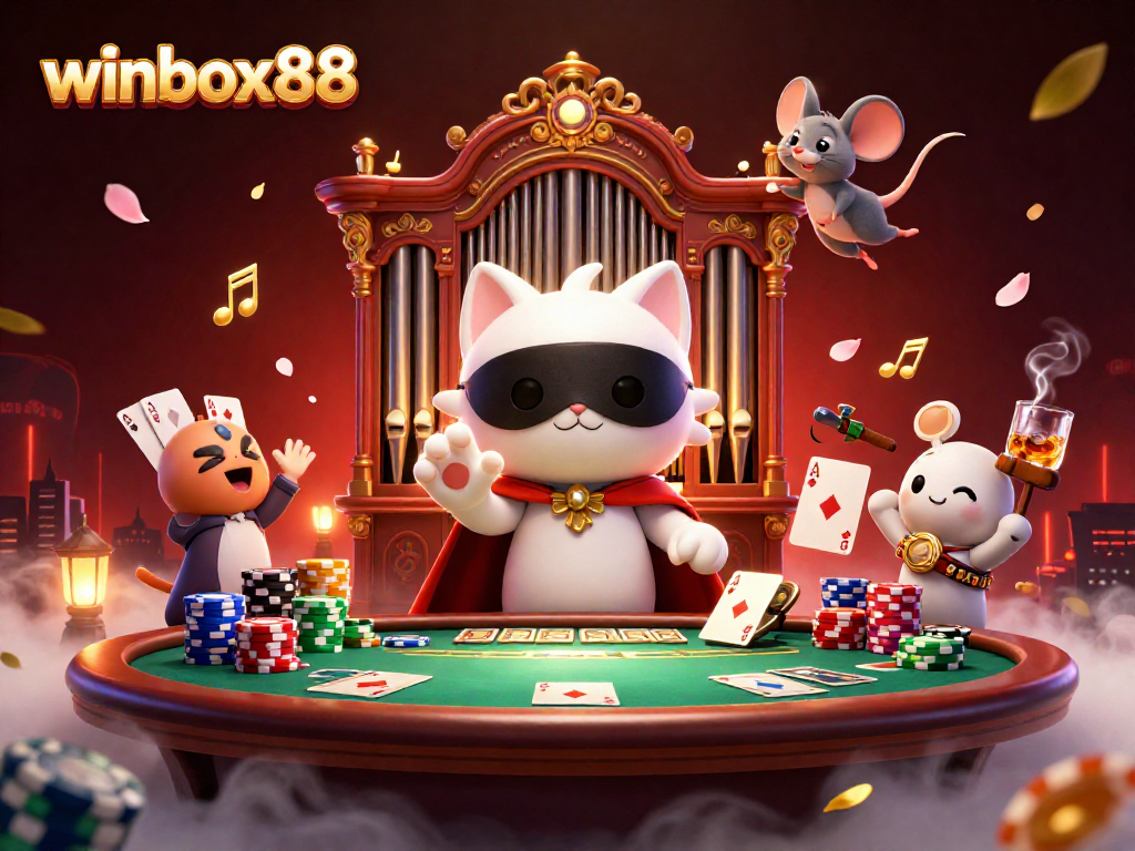 Experience thrilling poker action with winbox88 featuring unique casino characters and vibrant elements.