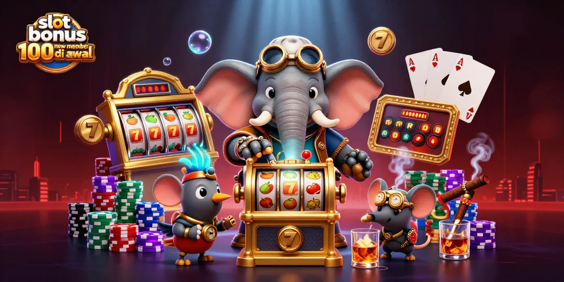 Experience the excitement of slot bonus new member 100 di awal with a dynamic steampunk casino scene.