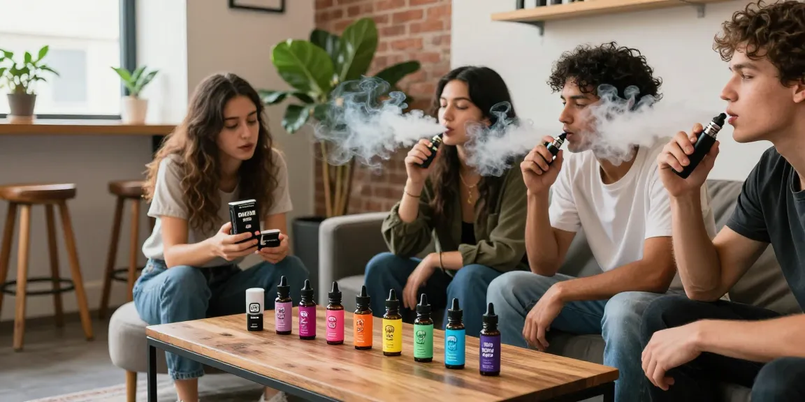Enjoying THC vape The 10/10 Boys flavors in a stylish lounge.