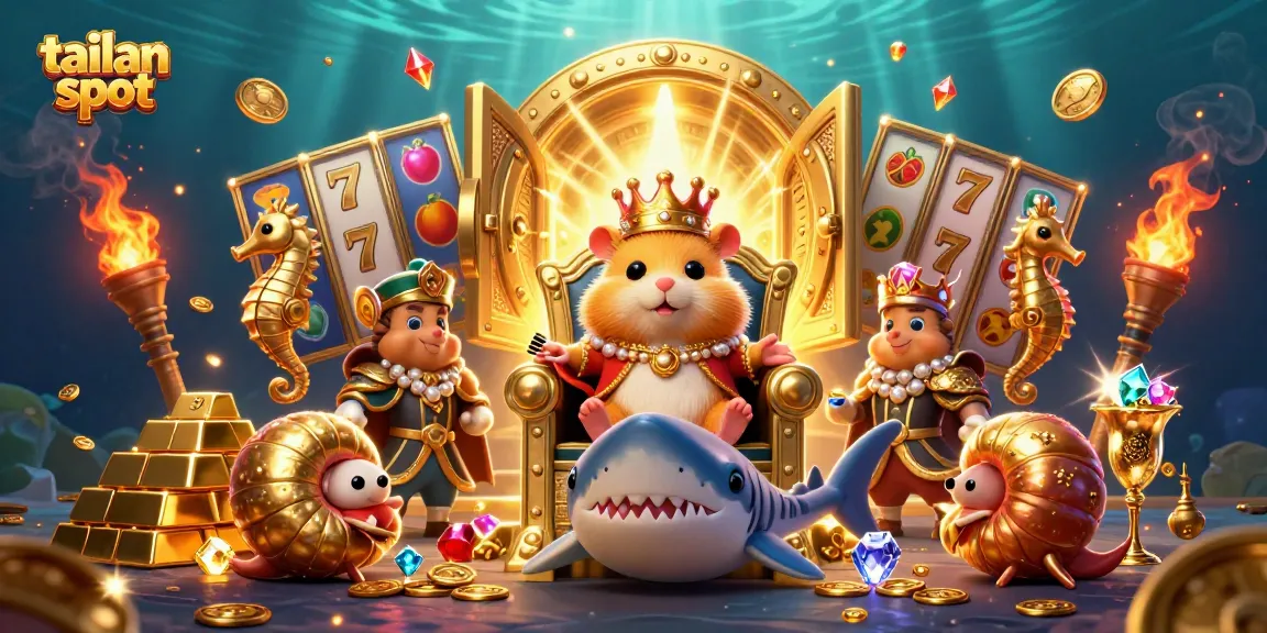 Spin the reels with charming characters in the tailan slot theme, engaging in a vibrant treasure scene.