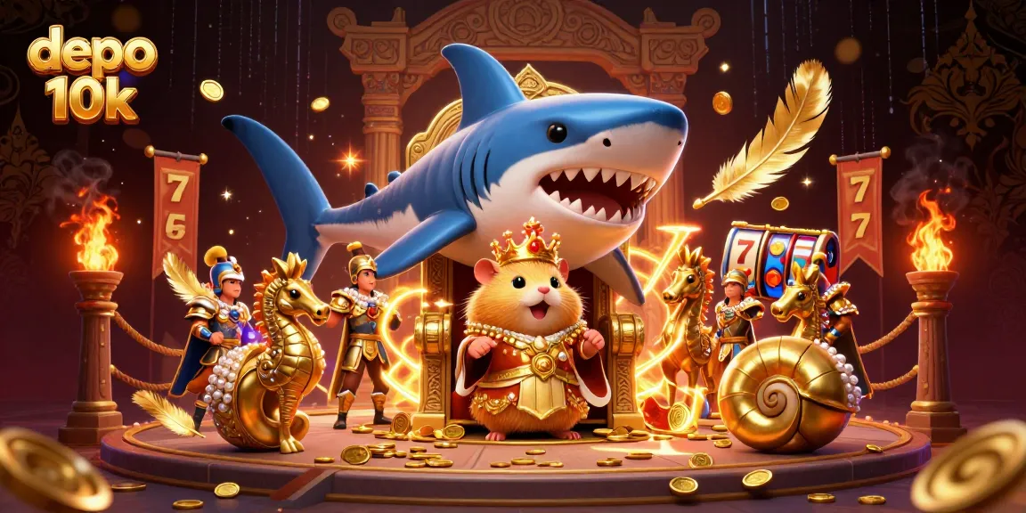 Bet big with depo 10k in a vibrant casino scene featuring a golden hamster king.