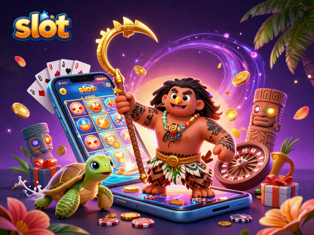 Experience the fun of slot gaming with a vibrant scene featuring a demigod hawk and a cute turtle.