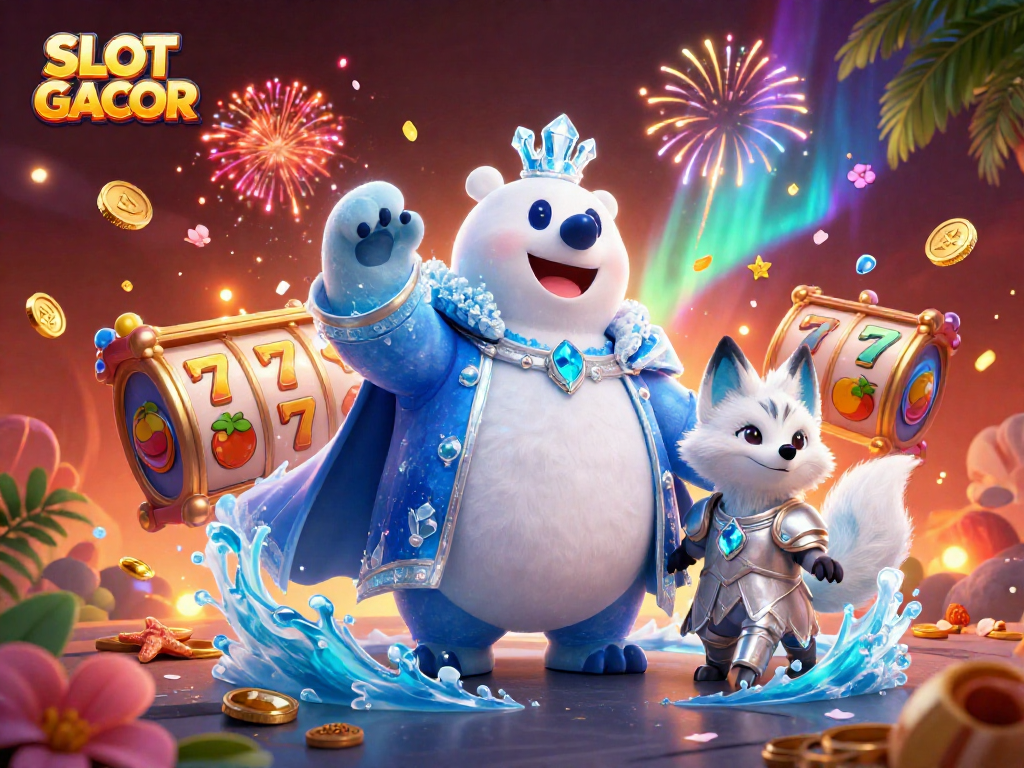 Experience SLOT GACOR with spinning slot reels as the ice king and snow fox unite in vibrant energy.