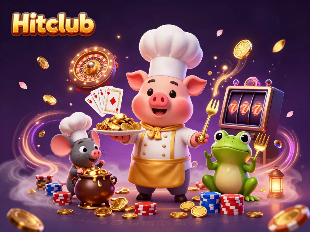 Experience the excitement of Hitclub with vibrant casino elements and characters in action.
