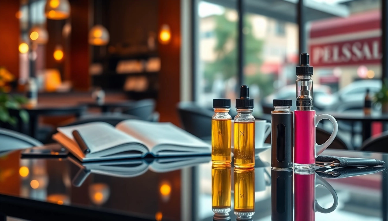 Explore a vibrant collection of Vape & E-Liquids captured on a stylish glass table.