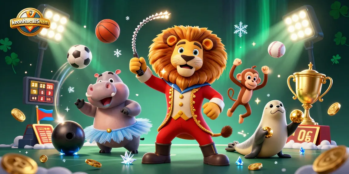 Engage with keonhacai5nam through a vibrant 3D sports betting spectacle featuring lively characters.