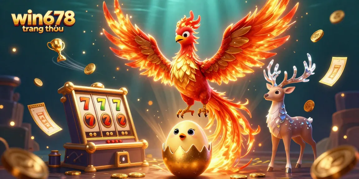 Experience the excitement of win678 trang chủ with a dazzling scene of gaming elements and characters.