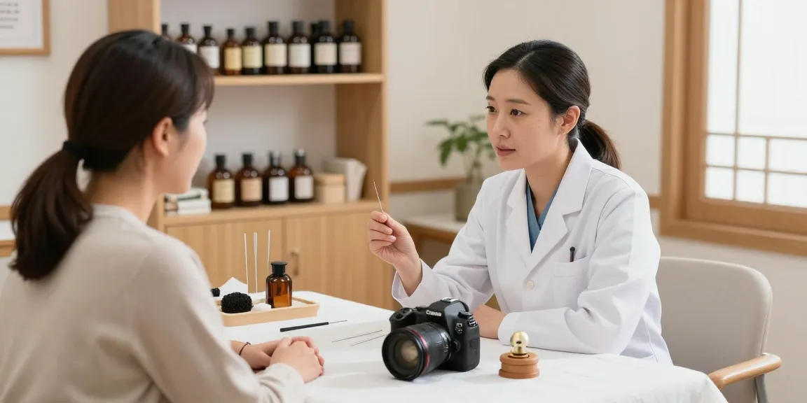 Expert treatment at 수원교통사고한의원 with professional acupuncturist aiding recovery.