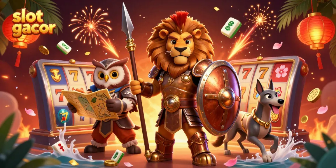 Experience the thrill of slot gacor with vibrant slot reels and lucky symbols in this dynamic casino scene.