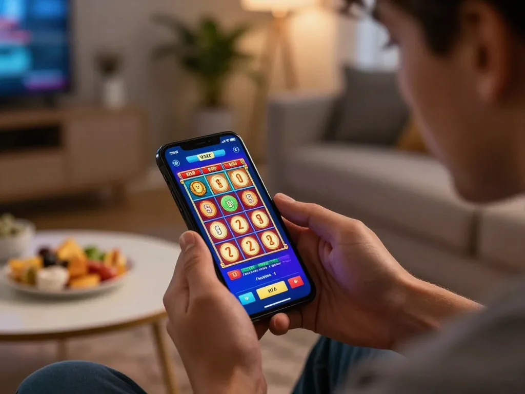 Engaging in thrilling gameplay on the 92slot app from a cozy home.