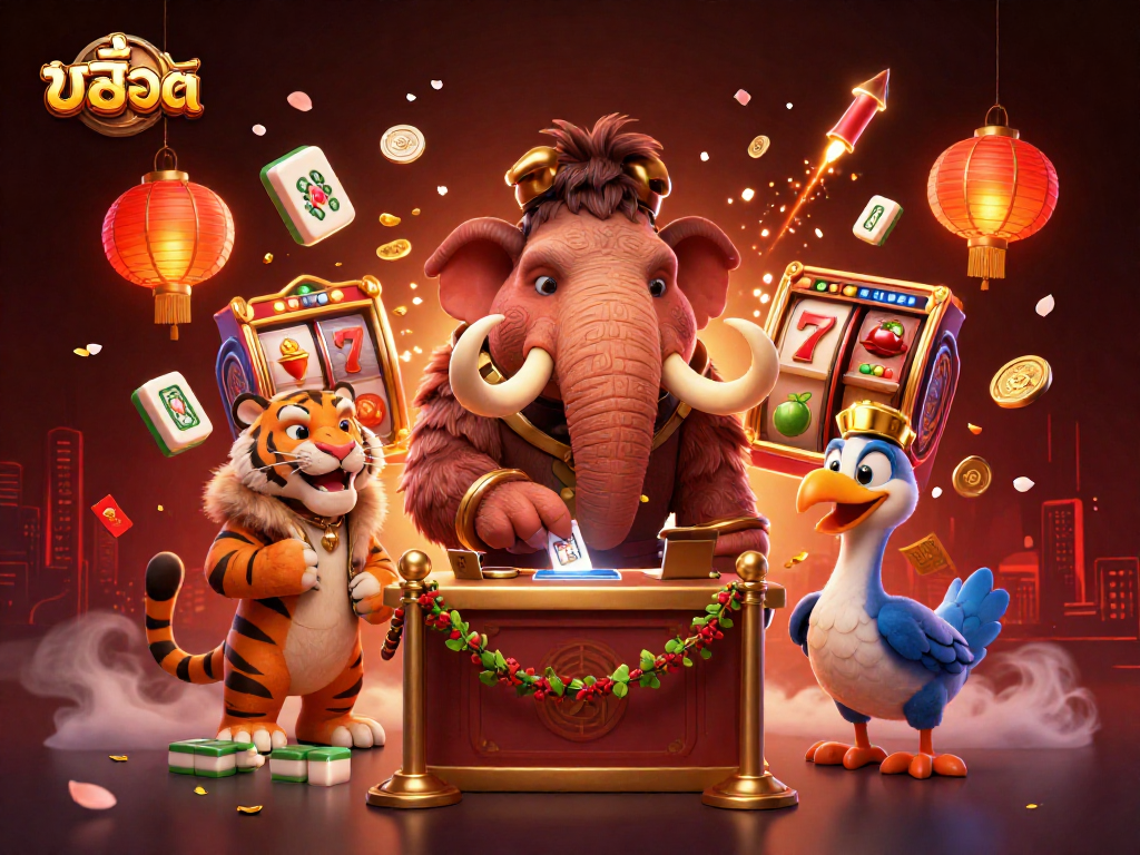Experience thrilling สล็อต action with a vibrant casino scene featuring unique animal characters.
