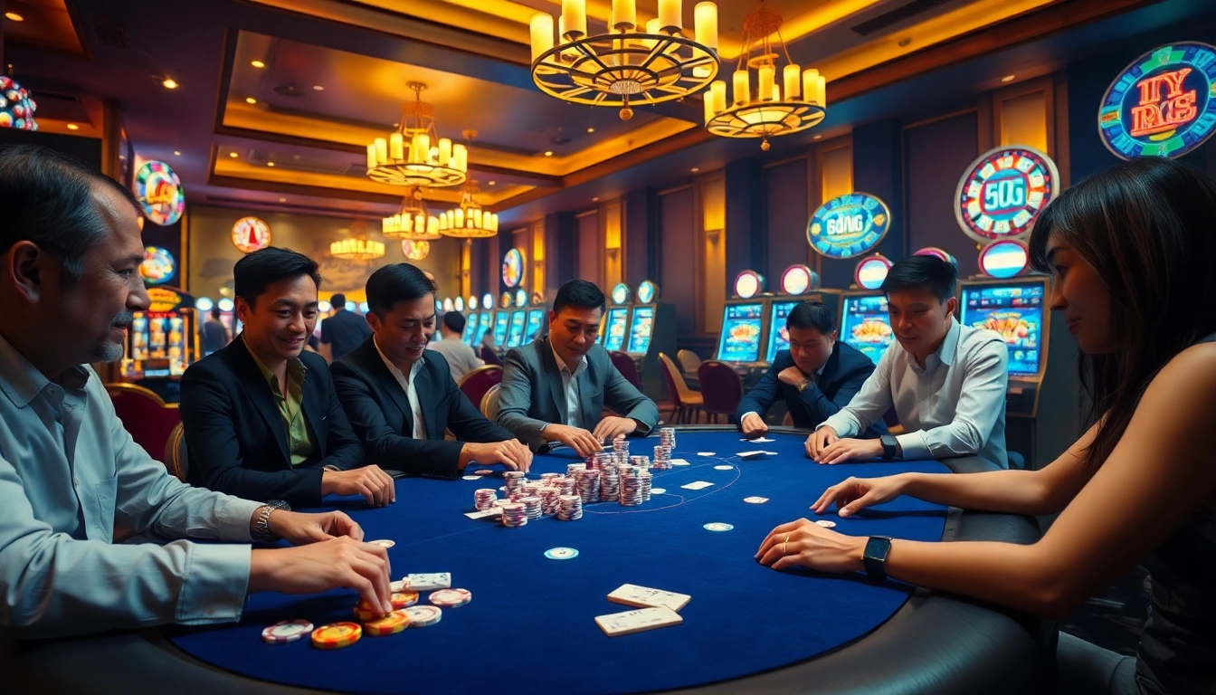 Players enjoy an exciting poker game at a vibrant casino table, reflecting experiences from https://hanoiculturetravel.com/.