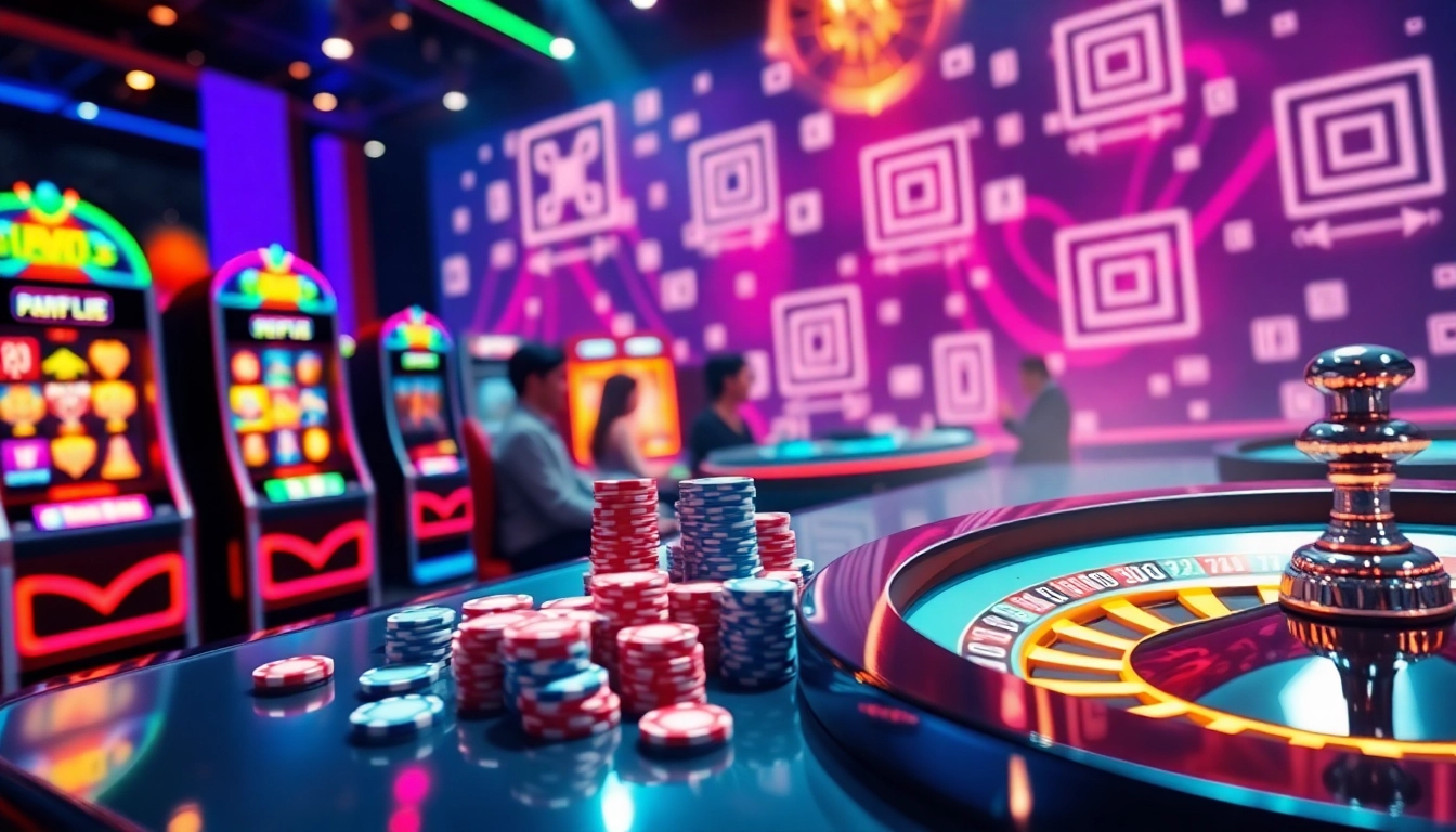 Experience thrilling gameplay with pen4d's vibrant casino scene featuring slot machines and poker chips.